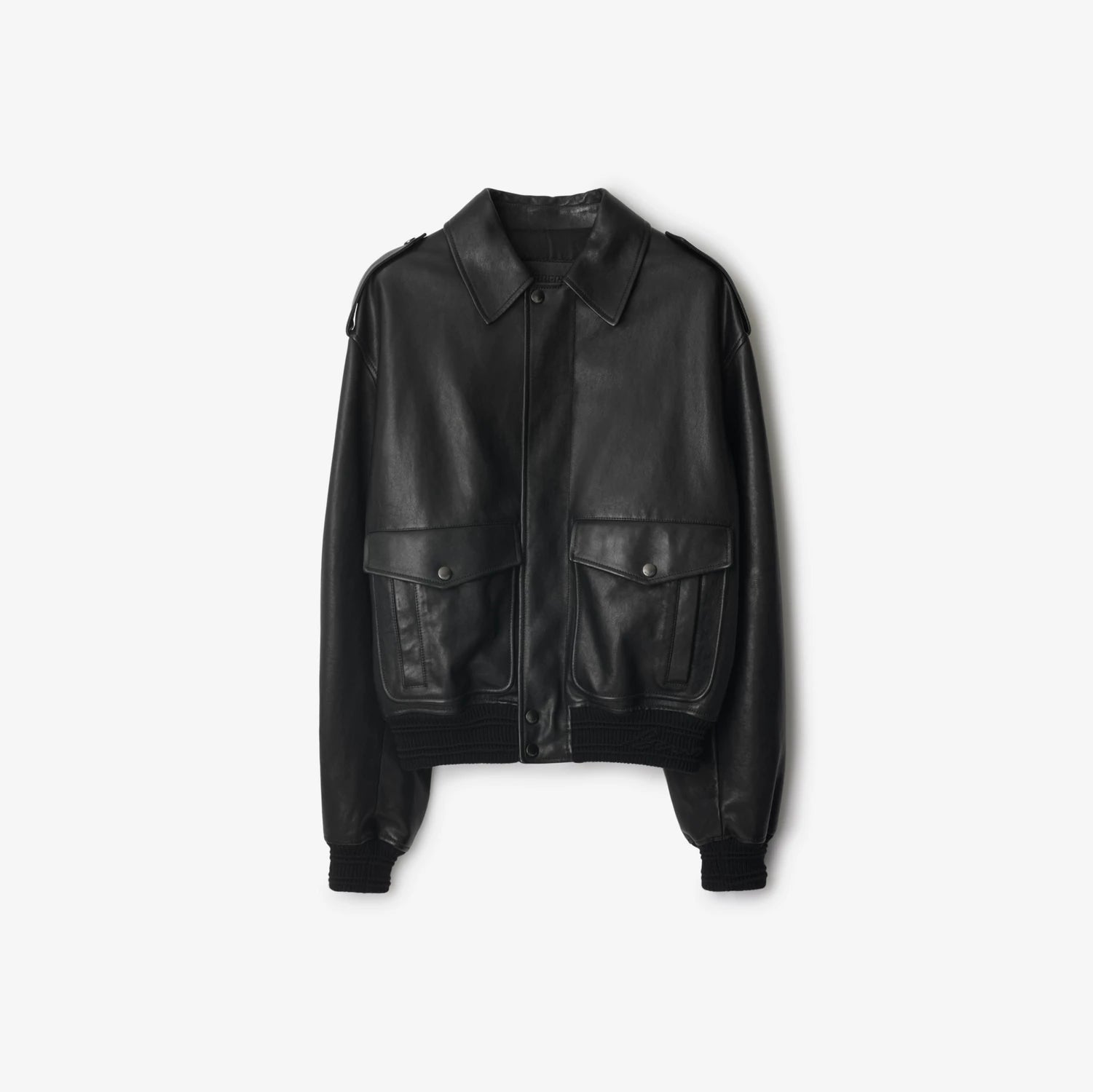 Leather Bomber Jacket in Black