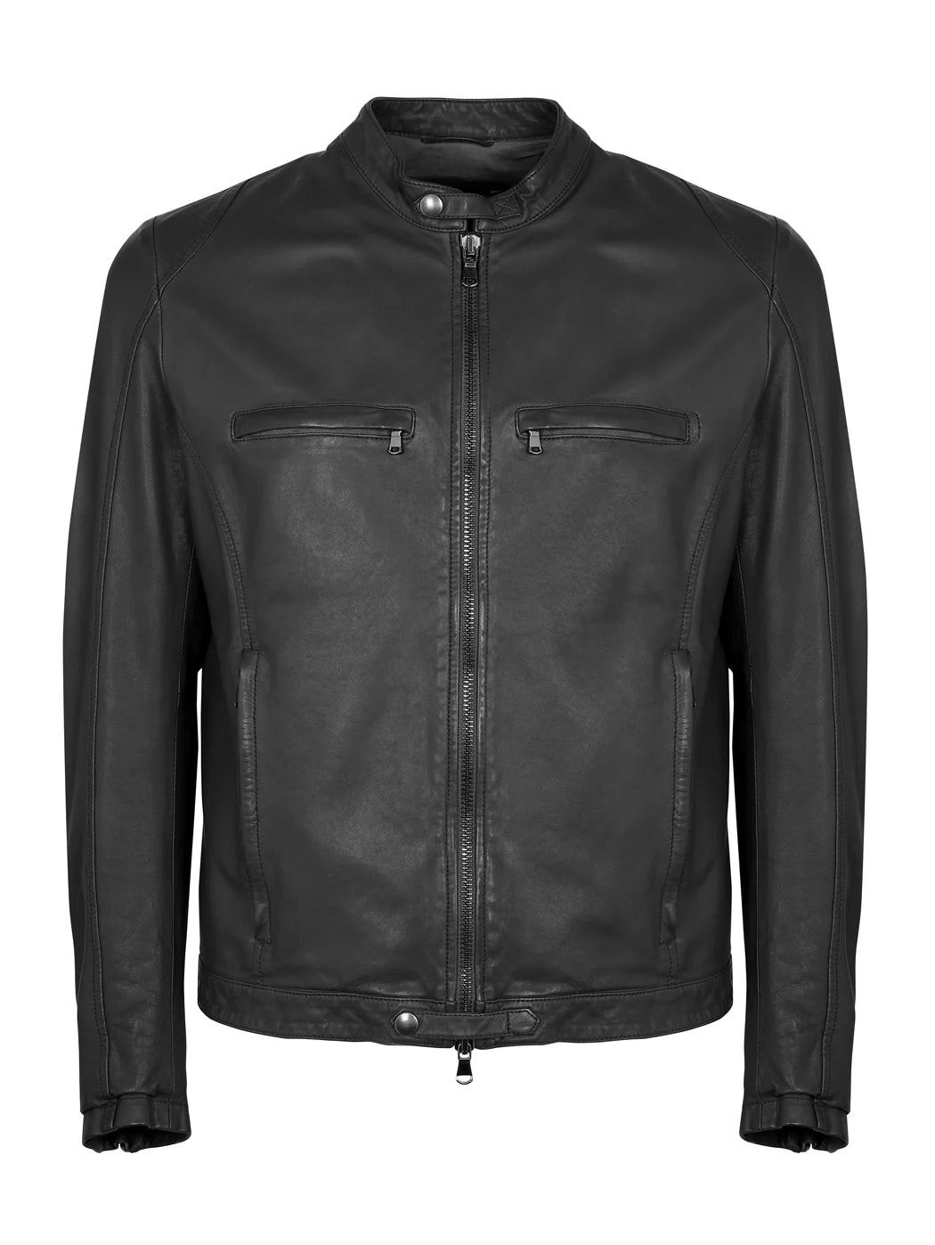Classic Biker Snap Collar Jacket